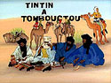 Schildering Kuifje in Timboektoe als link naar de toepassing Mali Nafolo, mensen, mode en muziek uit Mali.